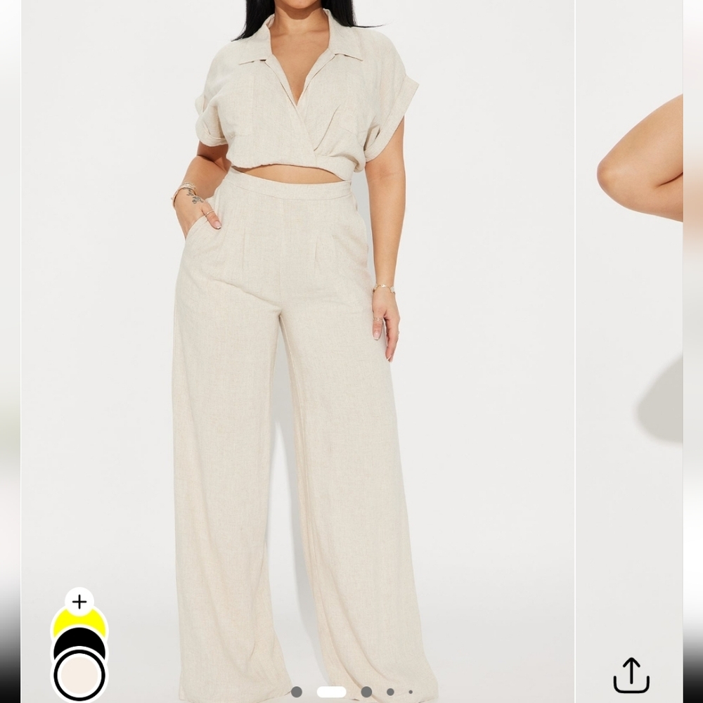 Fashion Nova Beige Wide Leg Jumpsuit